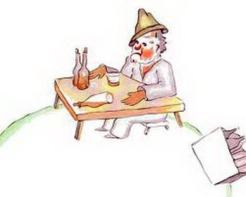Rồi một ngày hắn đến quán một mìmh, ngồi chỗ cũ, gần song cửa đóng bằng thẻ tre bù xè đã ăn thủng lỗ chỗ, phấn rắc lấm tấm mặt bàn. Hắn đòi hai cái ly, một dĩa đậu phộng rang, run rẩy rót rượu tràn ra bàn rồi đau đáu nhìn về chiếc ghế trống trước mặt. Cha hắn đi rồi, đi xa lắm...